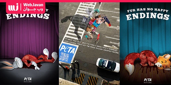 کمپین گوریلا مارکتینگ (بازاریابی پارتیزانی) برند Peta برای مبارزه خشونت علیه حیوانات
